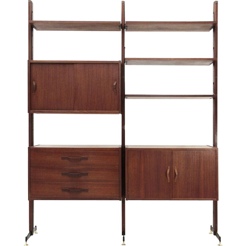 Vintage Italian wall unit in teak, 1960