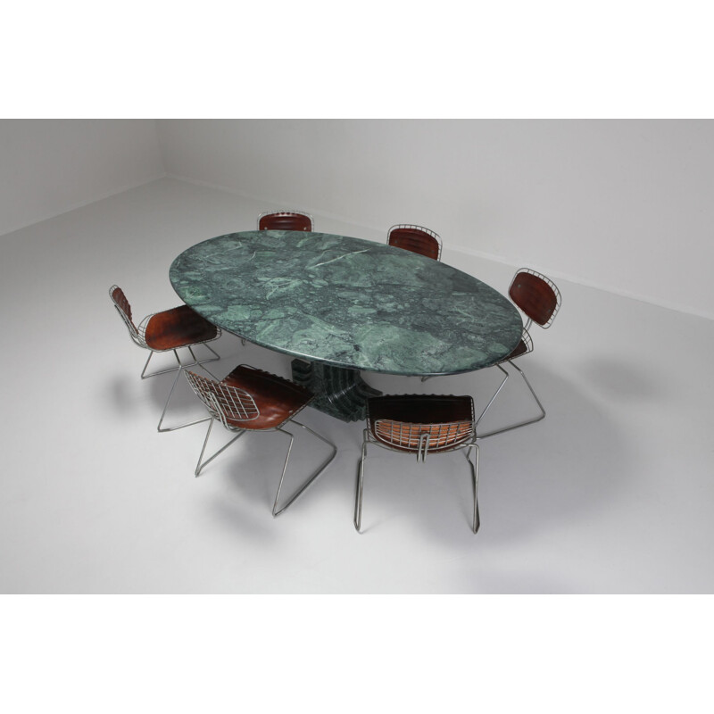 Vintage Carlo Scarpa dining table Samo in green marble