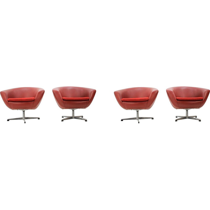 4 vintage swiveling club chairs by Miroslav Navratil, 1970