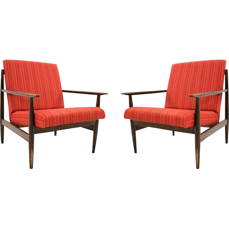 Pareja de sillones rojos de época, 1970