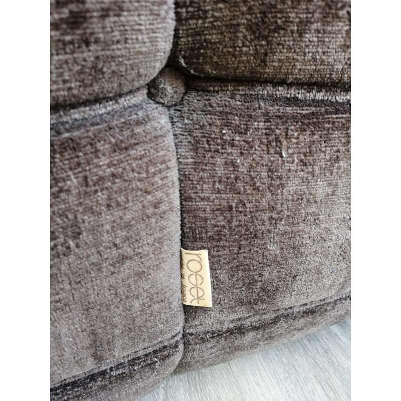 Togo sofa in brown velvet by Michel Ducaroy