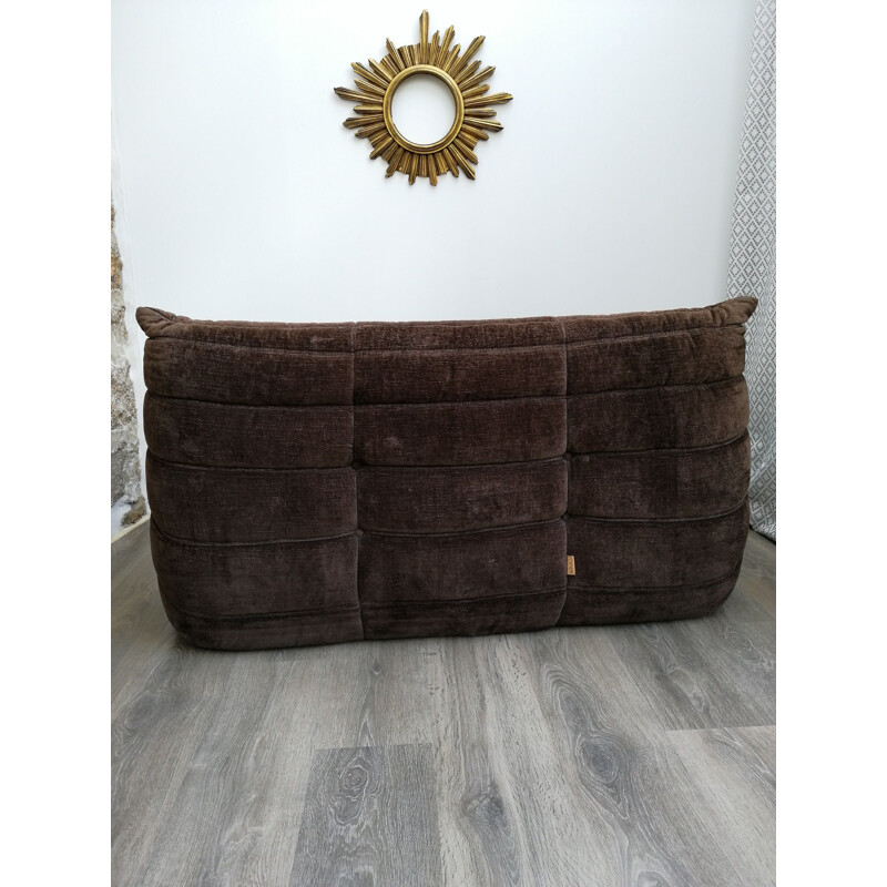 Togo sofa in brown velvet by Michel Ducaroy
