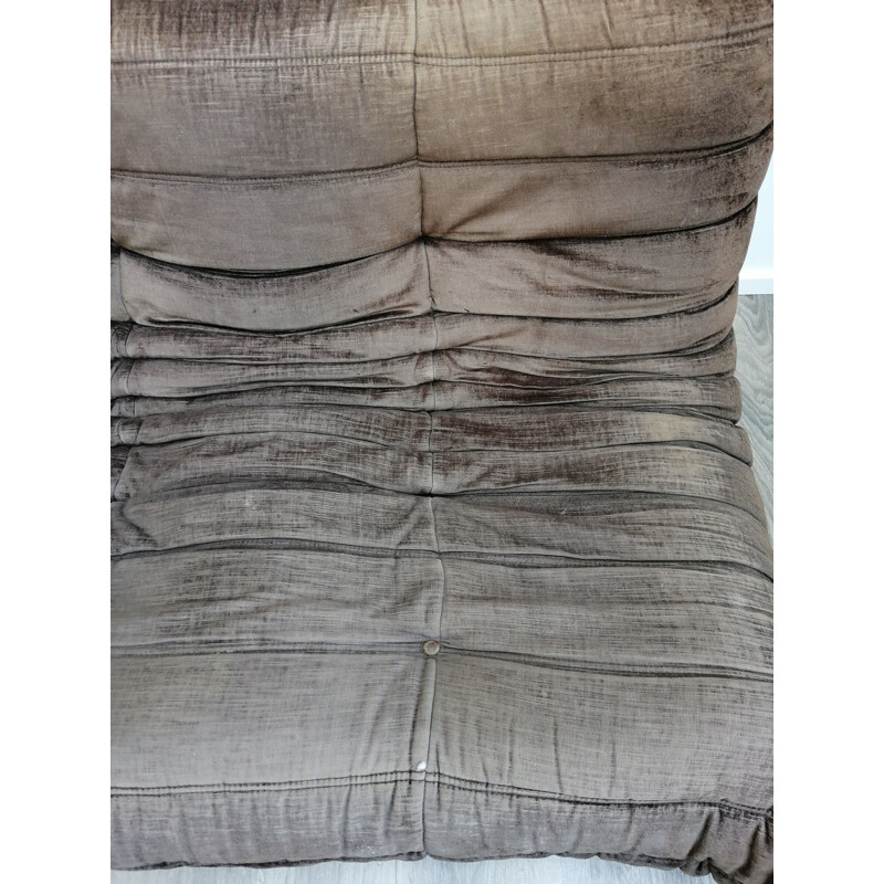 Togo sofa in brown velvet by Michel Ducaroy