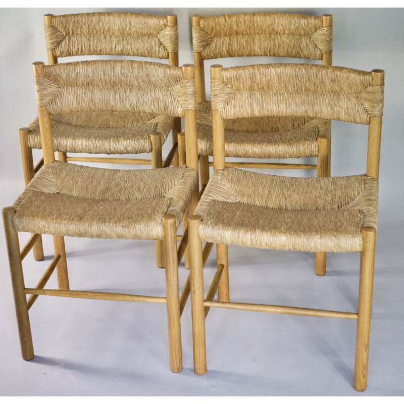 Suite de 4 chaises vintage paillées Dordogne édition Sentou