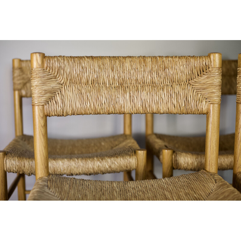 Suite de 4 chaises vintage paillées Dordogne édition Sentou