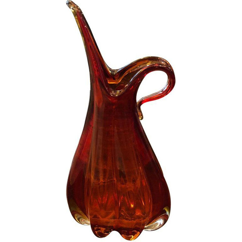 Vintage italian red vase in Murano glass 1960