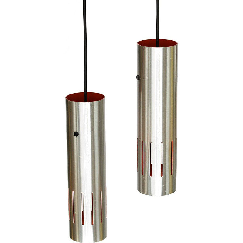 Pair of pendant lights in aluminum by Jo Hammerborg