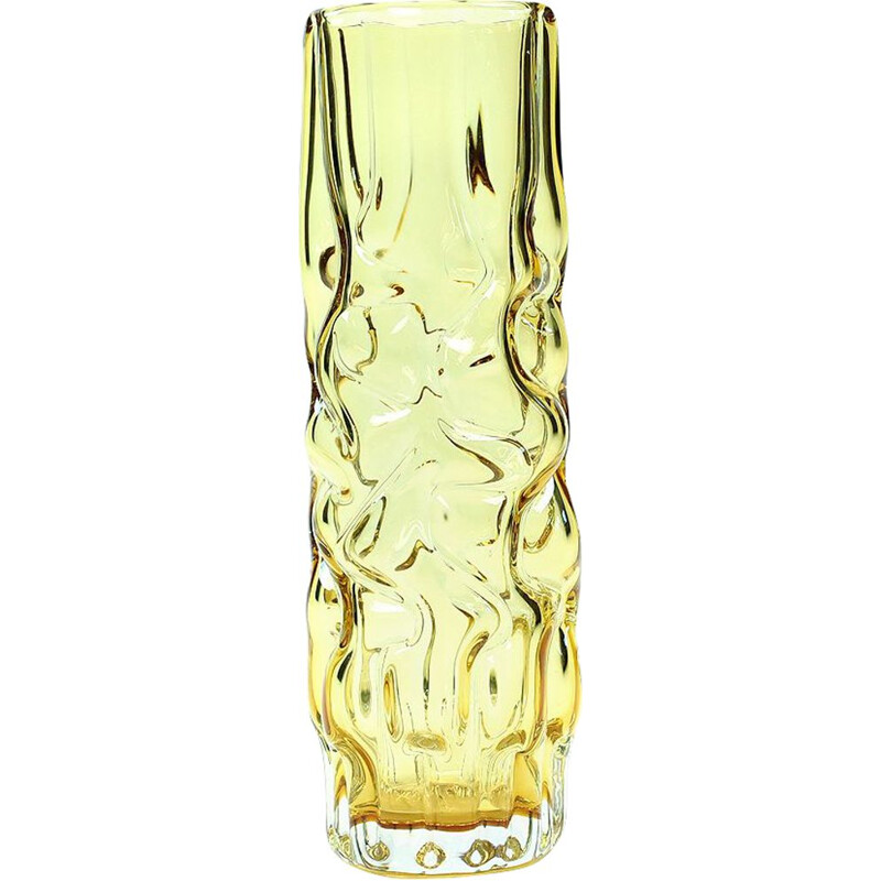 Vase jaune en verre par Pavel Hlava