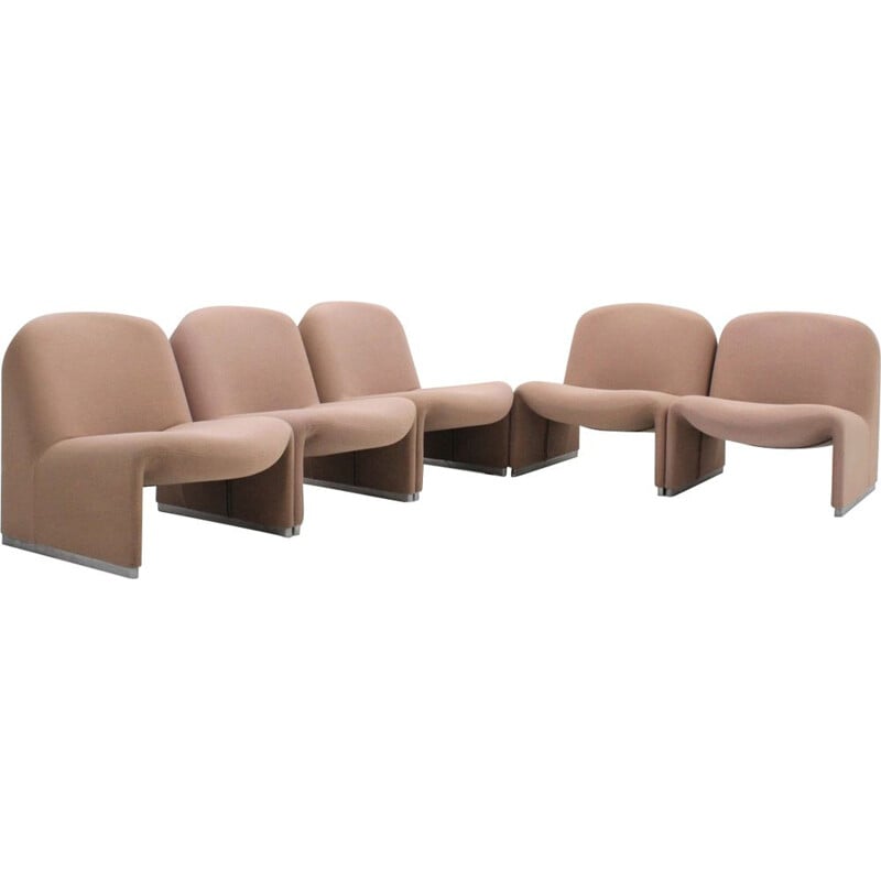 Ensemble de 5 fauteuils vintage Alky pour Castelli en tissu beige et aluminium