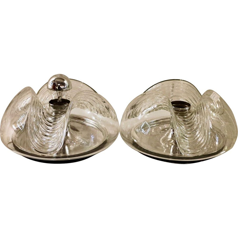 Pair of vintage Futura sconces for Peill & Putzler in glass and metal