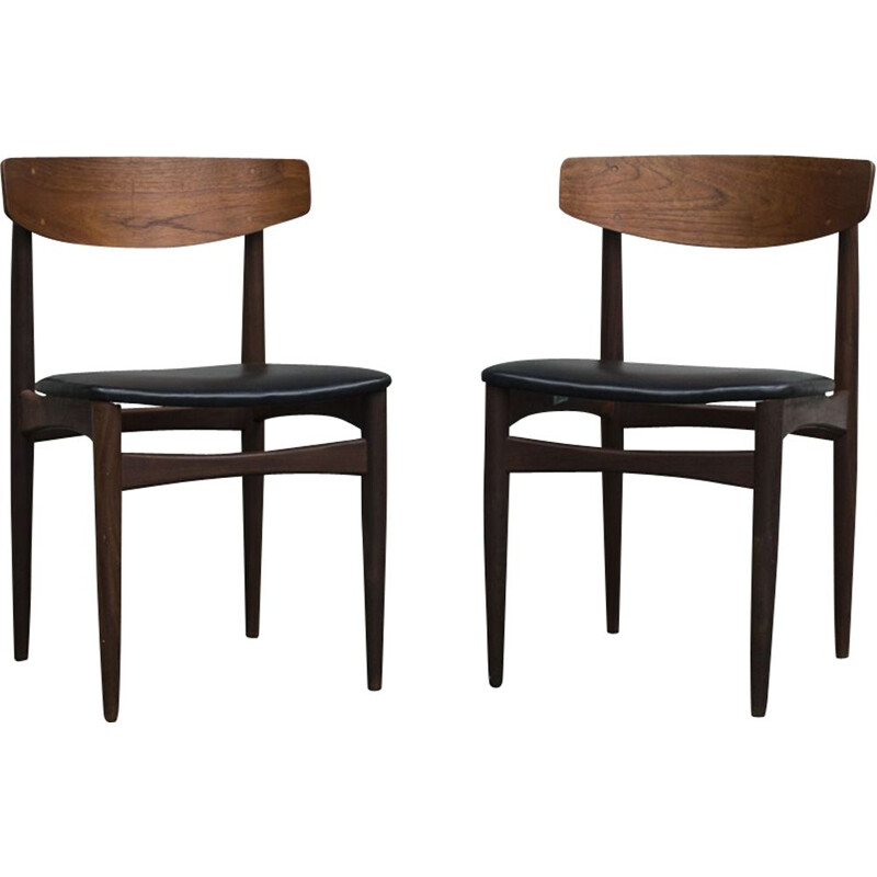 Pair of vintage scandinavian chairs for Bramin Samcom in leatherette and teak