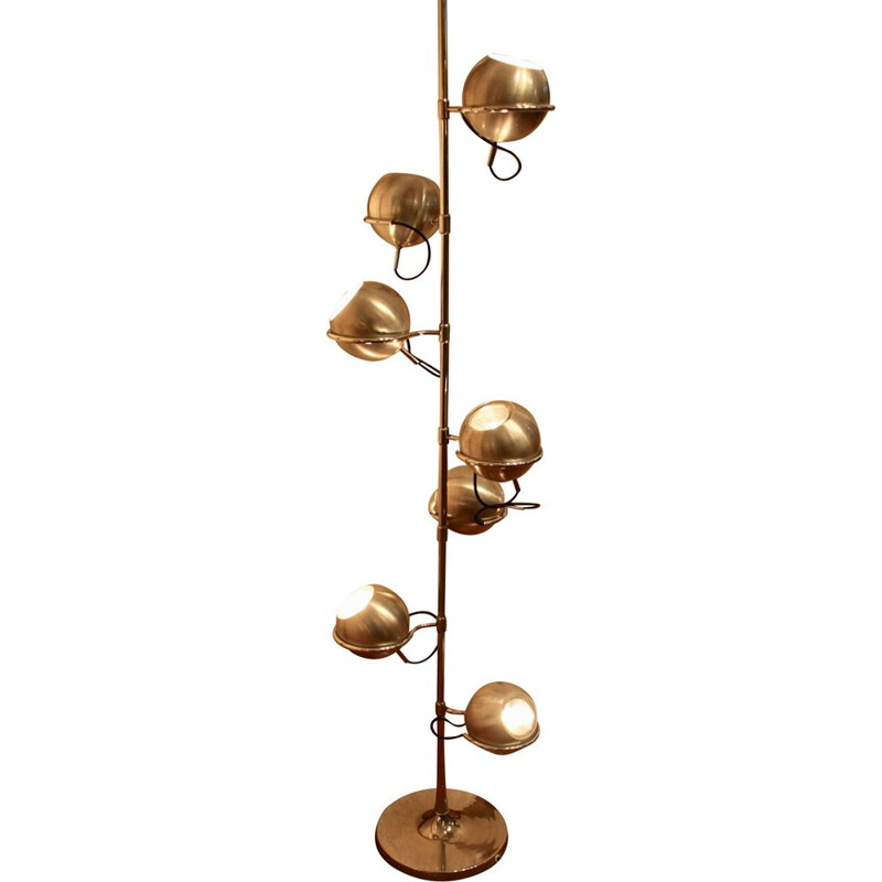 French vintage floor lamp in steel and aluminium 1960