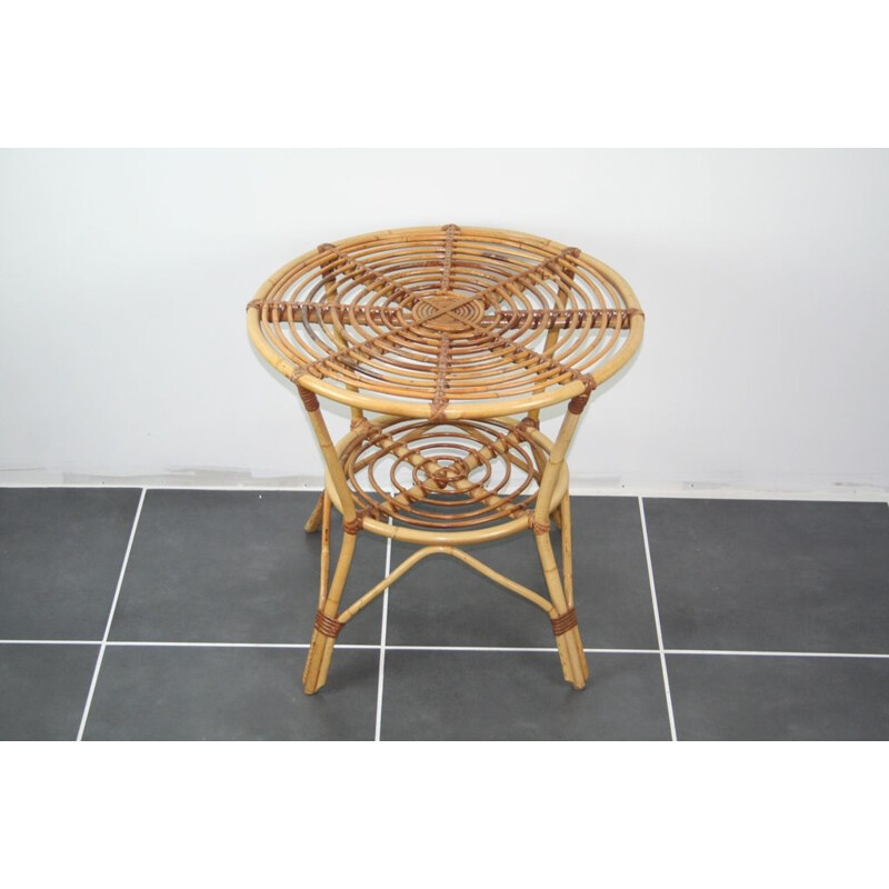 Vintage rattan side table