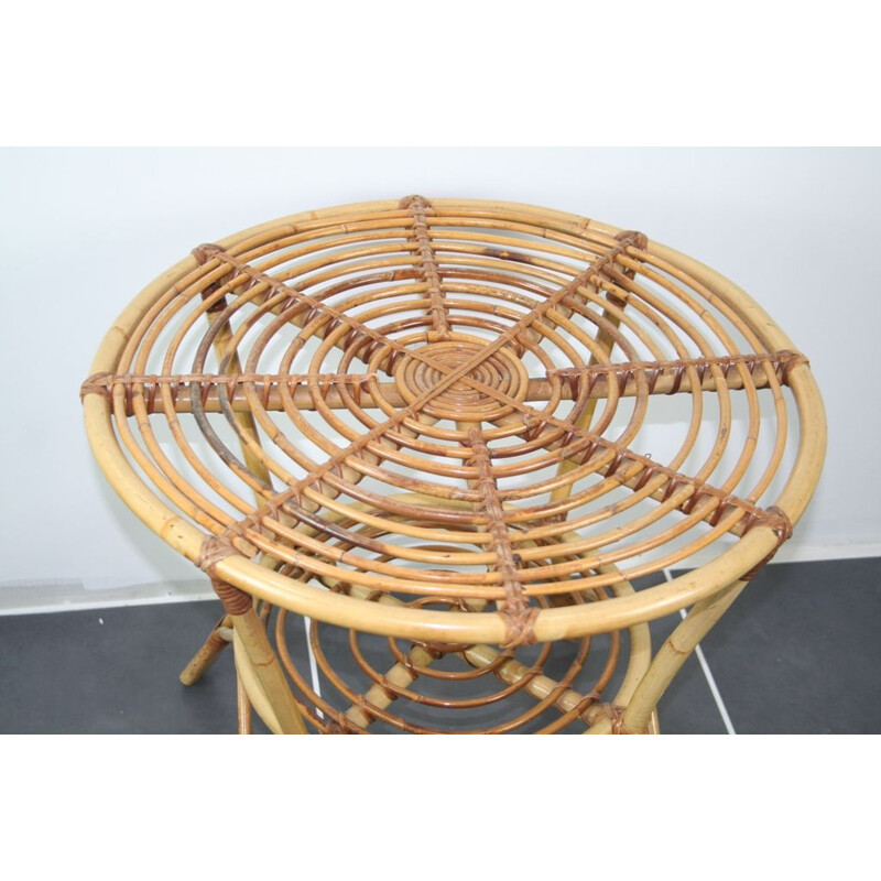 Vintage rattan side table