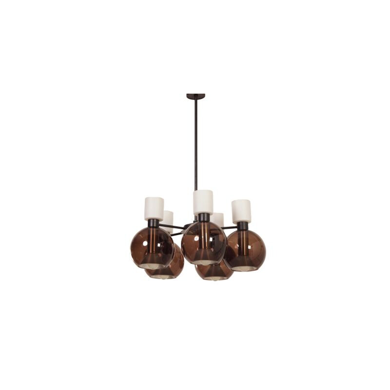 Glass chandelier with 5 globes by Raak