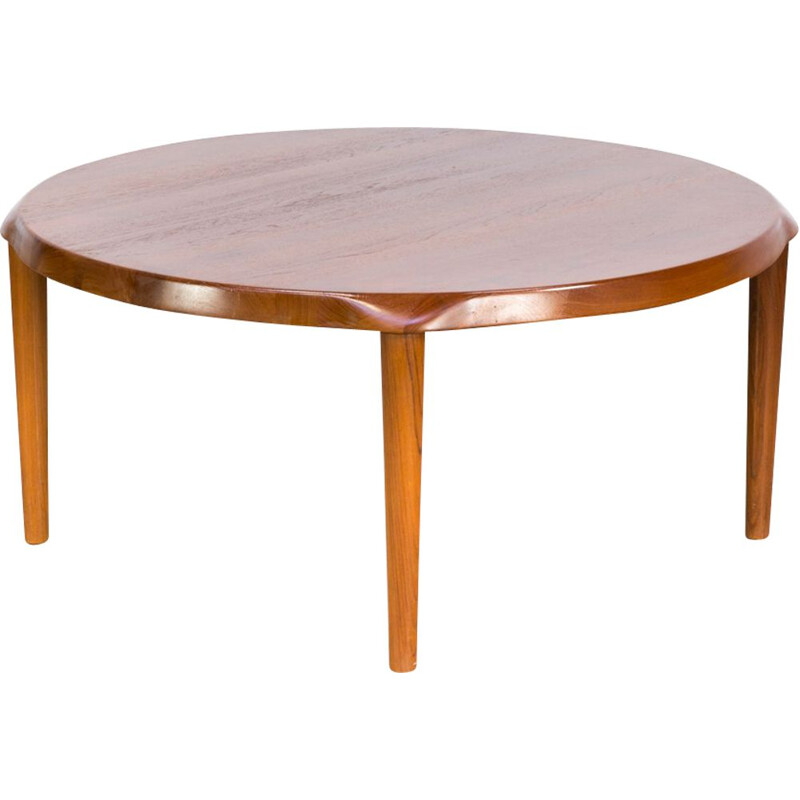 Vintage scandinavian teak round coffee table for Mikael Laursen