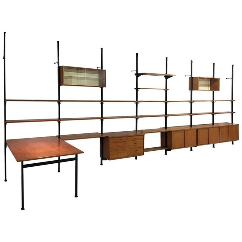 Vintage shelving system in teak by Olaf Pire