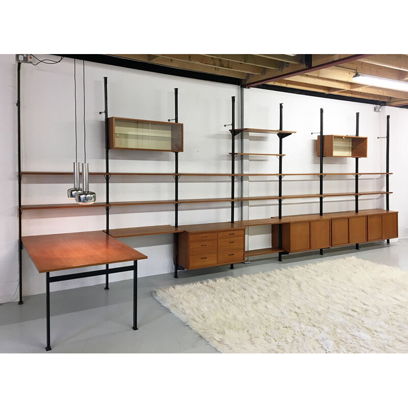 Vintage shelving system in teak by Olaf Pire