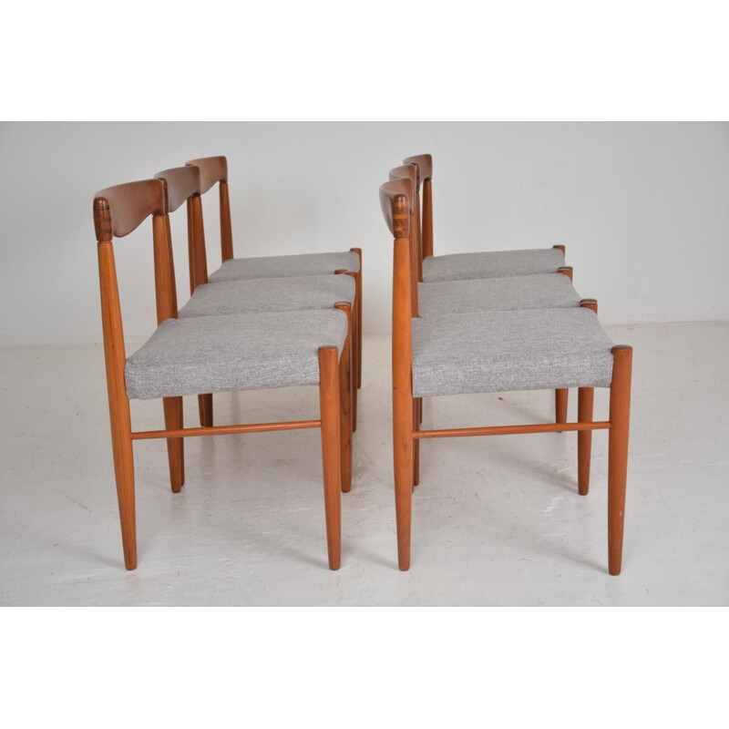 Set of 6 grey chairs in teak by Bramin