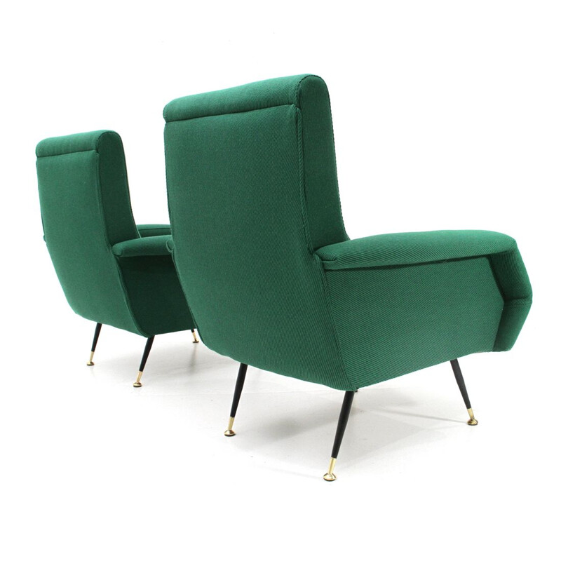 Pair of green armchairs by Gigi Radice for Minotti