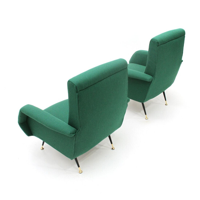 Pair of green armchairs by Gigi Radice for Minotti