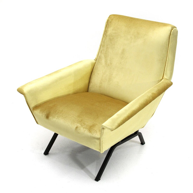 Fauteuil italien vintage en velours doré