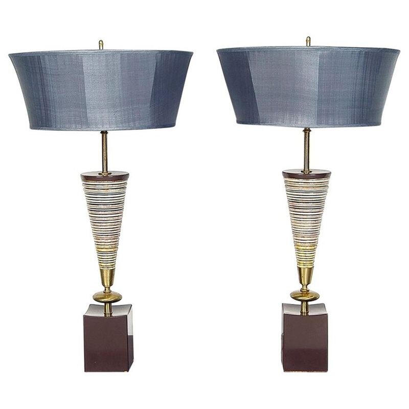 Set of 2 vintage American ceramic table lamps Rembrandt Lamp Co USA