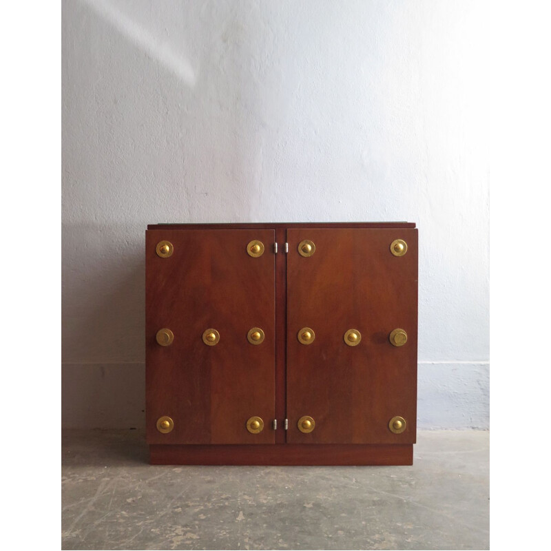 Vintage double door bedside table with brass elements