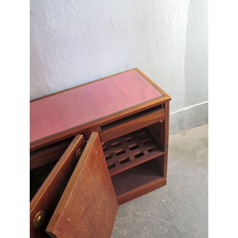 Vintage double door bedside table with brass elements