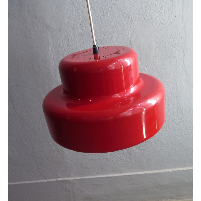 Vintage Lyfa red metal pendant lamp