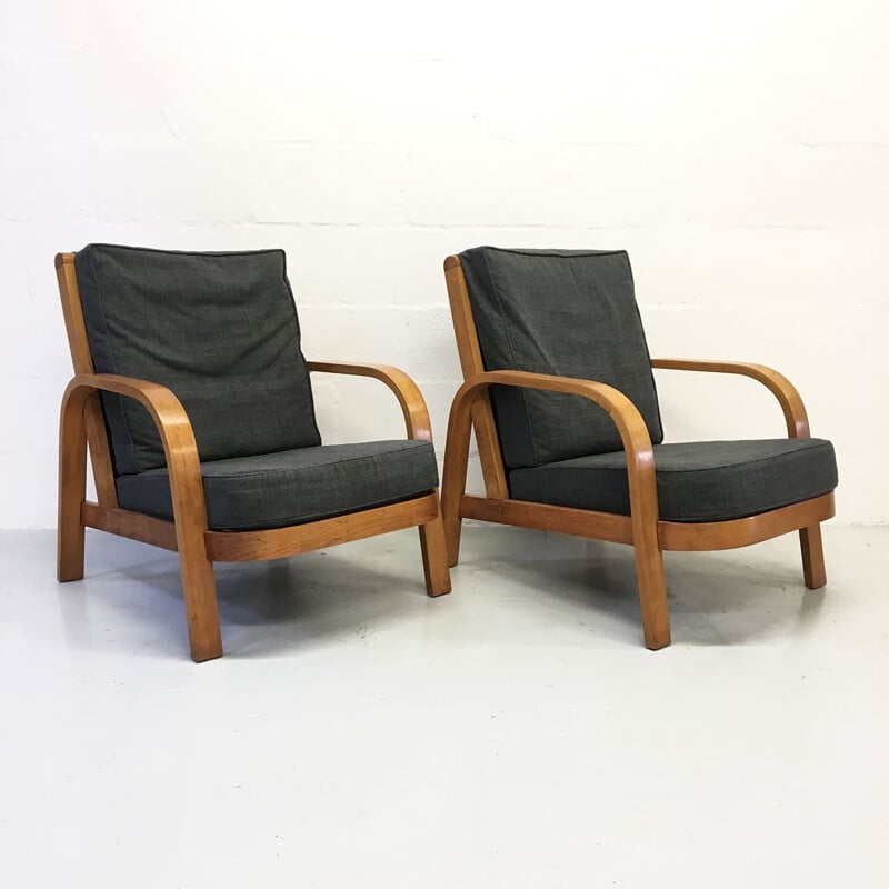 Set of 2 vintage bentwood lamda chairs by Hein Heckroth for Dartington Hall Limited UK