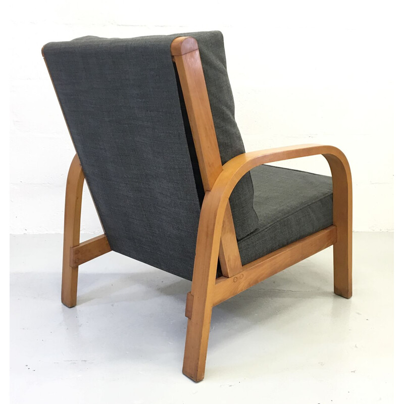 Suite de 2 fauteuils vintage lamda en bois courbé par Hein Heckroth pour Dartington Hall