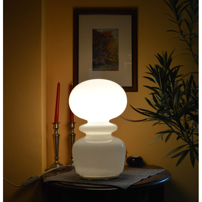 Vintage chess glass table lamp by Ivan Jakes