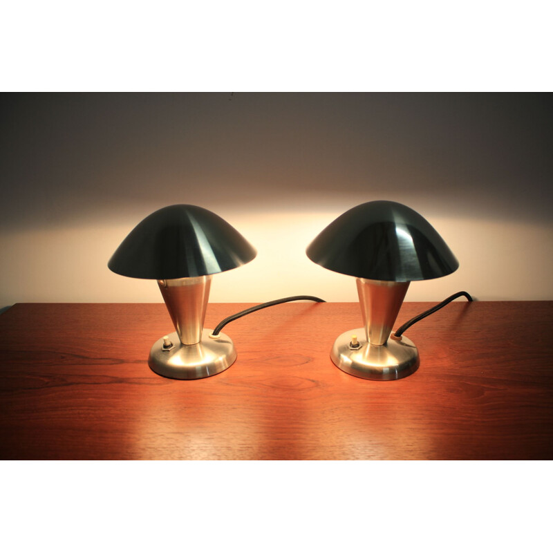 Pair of Chrome Bauhaus Table Lamps, 1930s