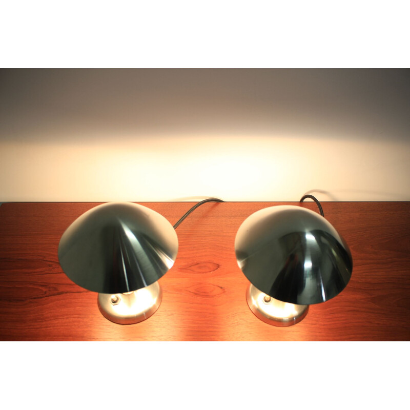 Pair of Chrome Bauhaus Table Lamps, 1930s