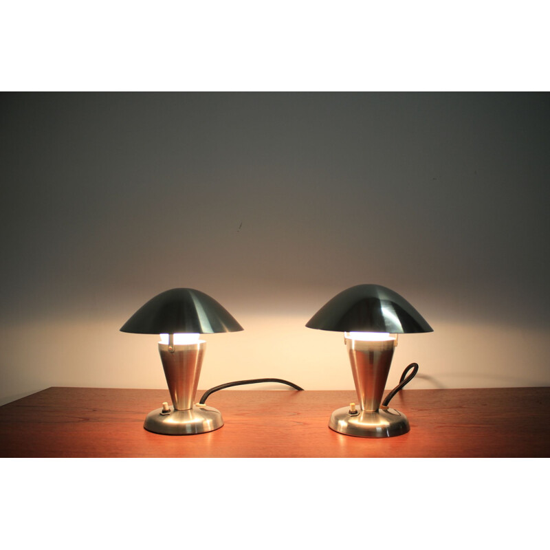 Pair of Chrome Bauhaus Table Lamps, 1930s