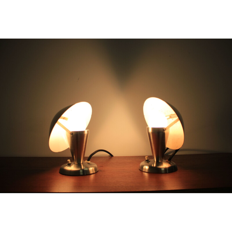 Pair of Chrome Bauhaus Table Lamps, 1930s