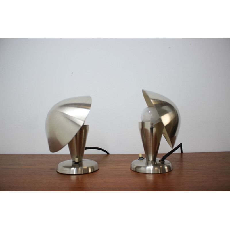 Pair of Chrome Bauhaus Table Lamps, 1930s