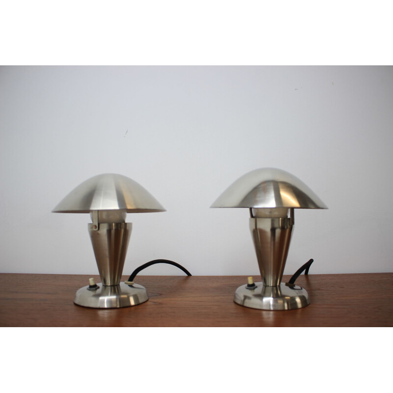 Pair of Chrome Bauhaus Table Lamps, 1930s