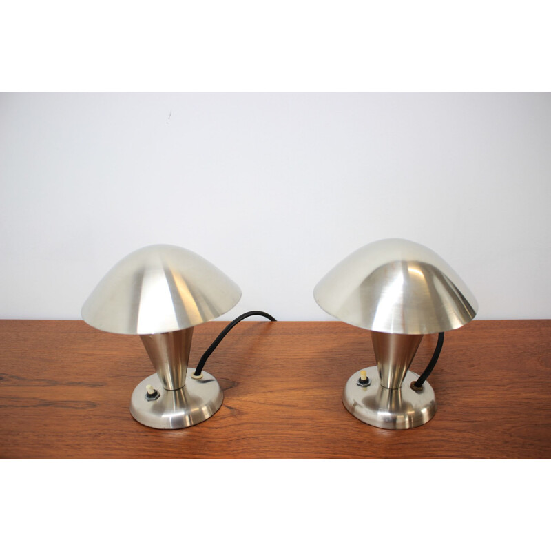 Pair of Chrome Bauhaus Table Lamps, 1930s