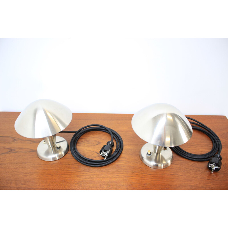 Pair of Chrome Bauhaus Table Lamps, 1930s