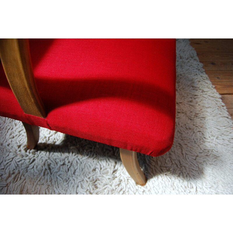 Vintage armchair and footrest - 1950s