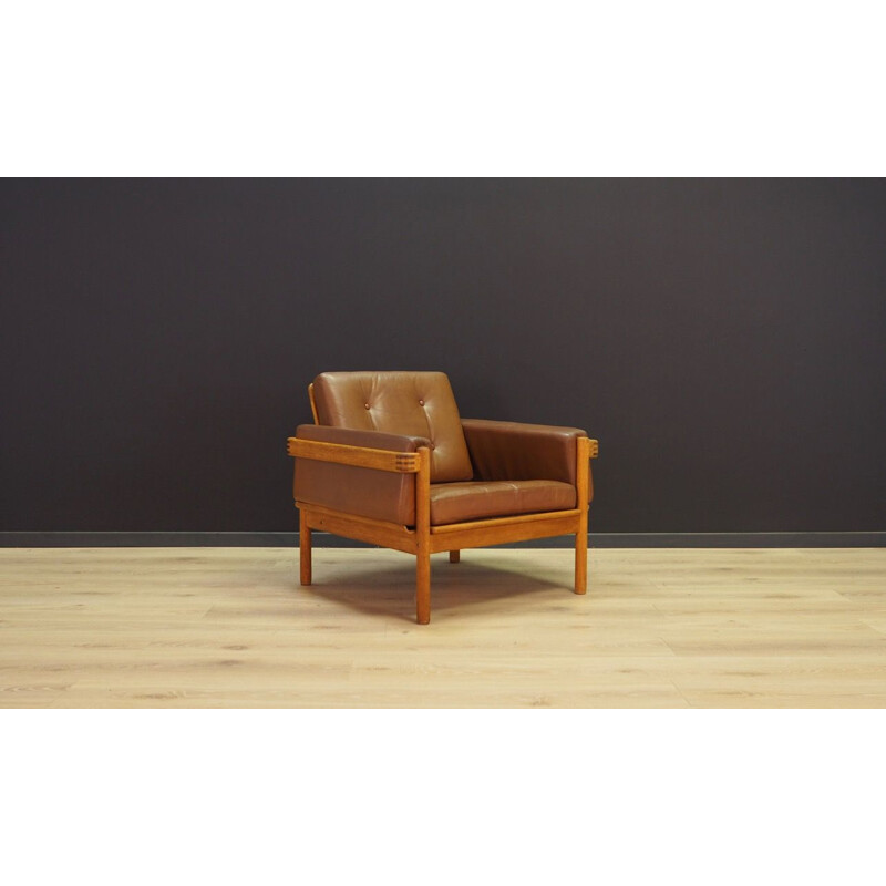 Fauteuil vintage en cuir Design scandinave