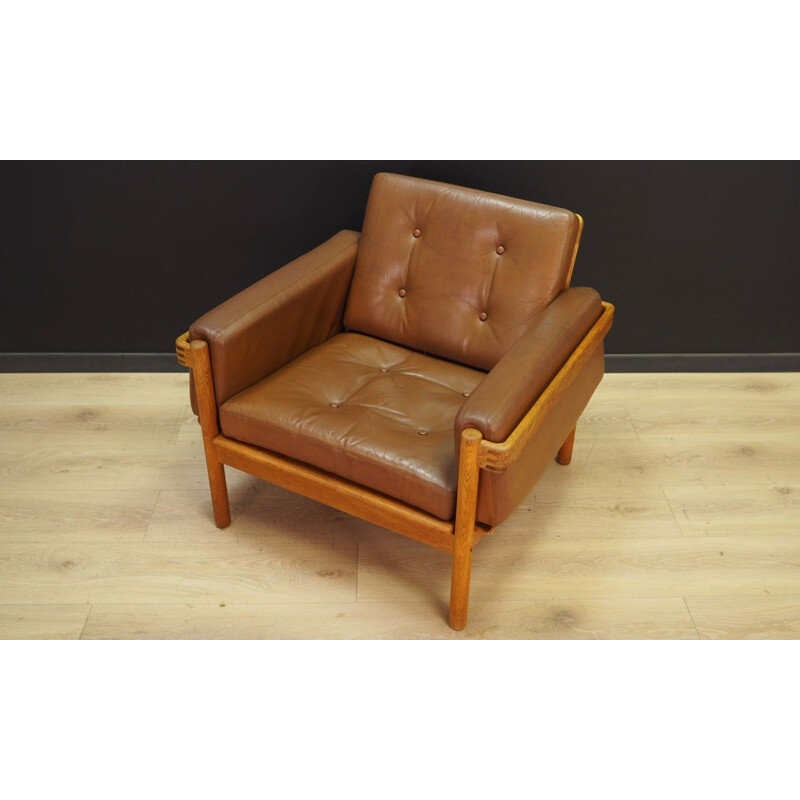 Fauteuil vintage en cuir Design scandinave