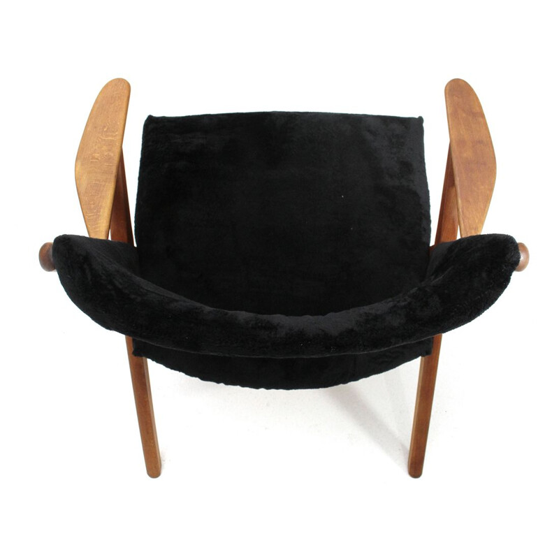 Suite de 2 fauteuils vintage italiens en velours noir par Dal Vera