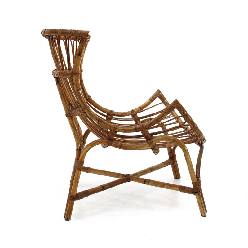 Vintage Italian rattan armchair, 1950s