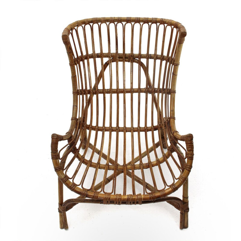 Vintage Italian rattan armchair, 1950s