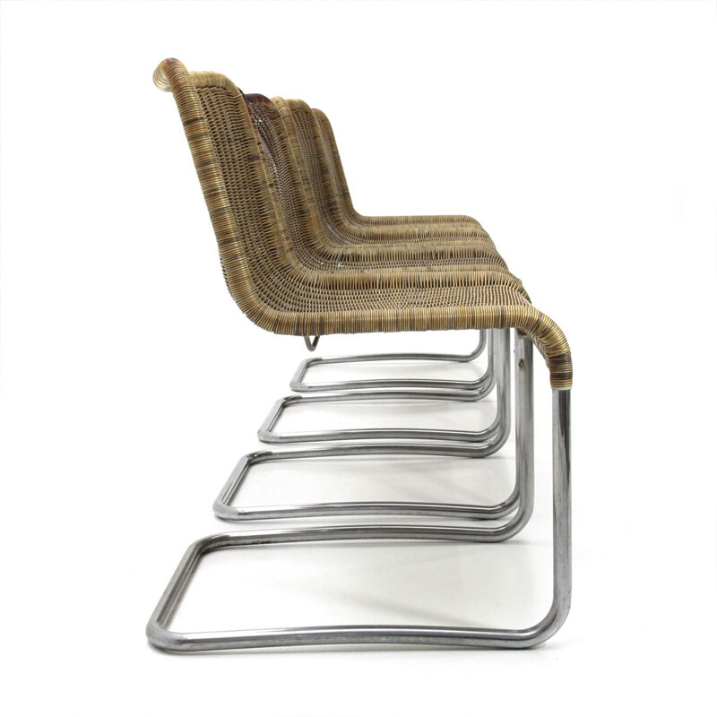 Italian vintage dining chair in chromed metal, 1970s, set of 4