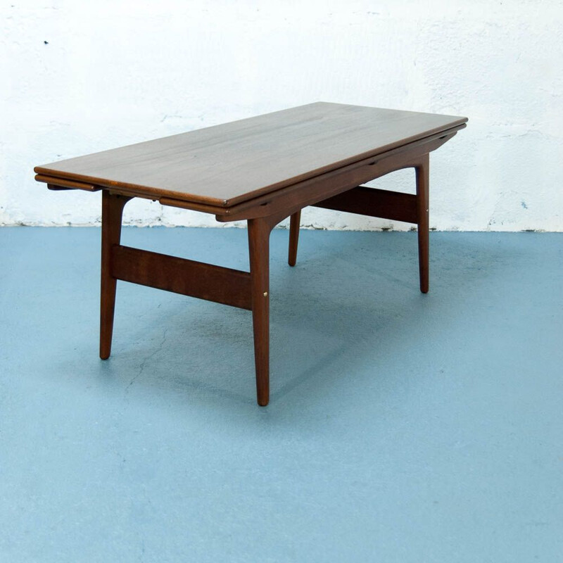 Table basse Danoise modulable en table à repas, 1962