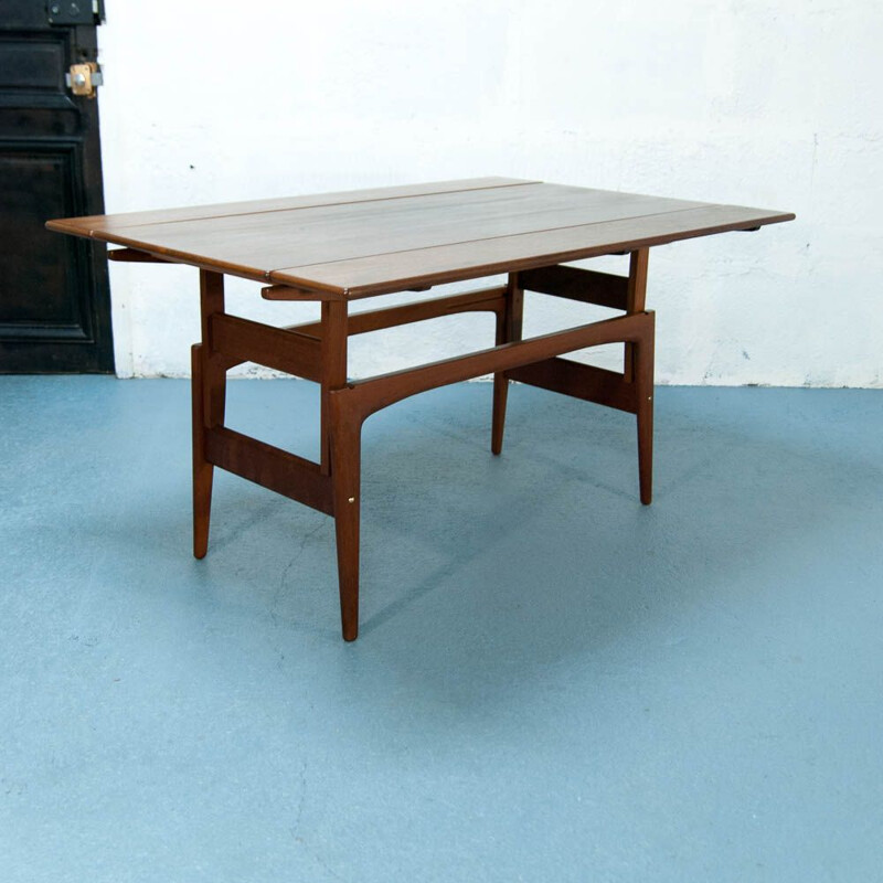 Table basse Danoise modulable en table à repas, 1962